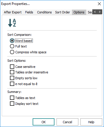 Sort options